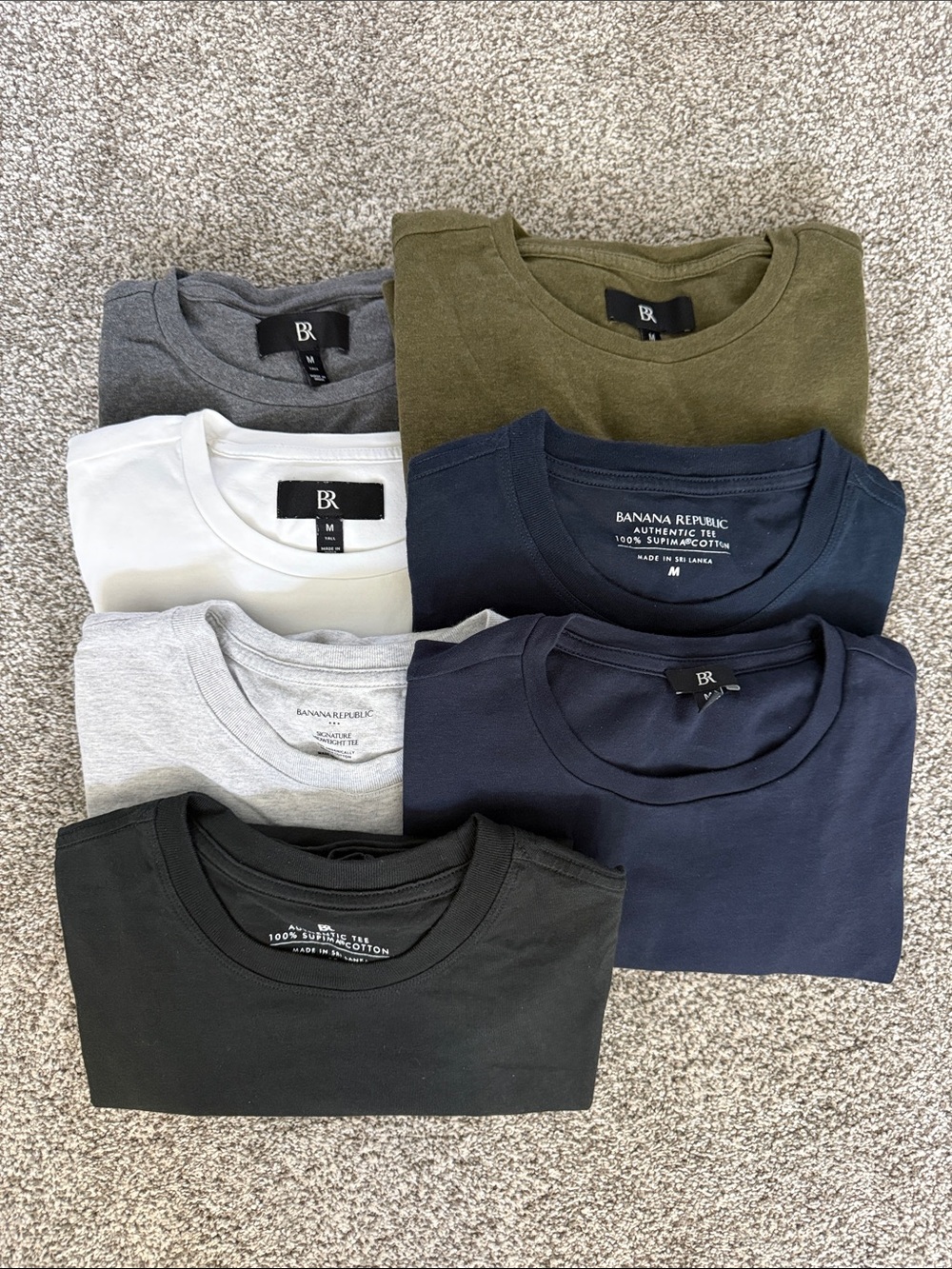 Banana Republic Men's Crew Neck T-Shirt - Navy, Black, Olive, Gray, White